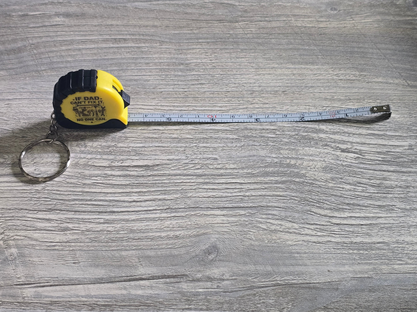 UV printed If Dad can't fix it no one can Father's Day yellow measuring tape small keychain multiple choices