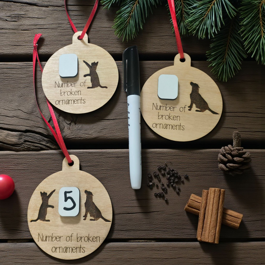 Dry erase Broken Ornaments Cat Dog Child Christmas Ornament
