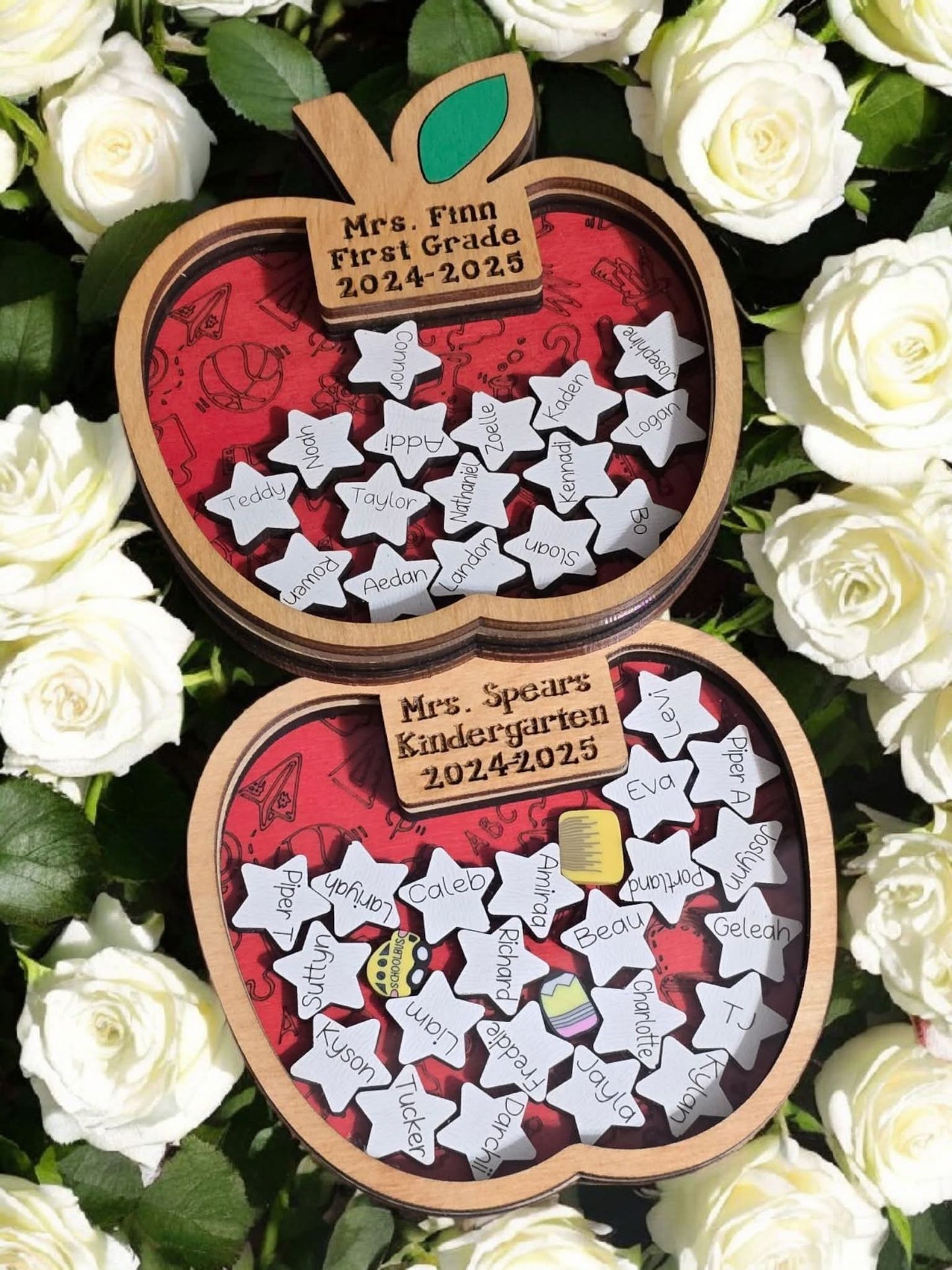 Teacher Apple Shaker with students names personalized magnet