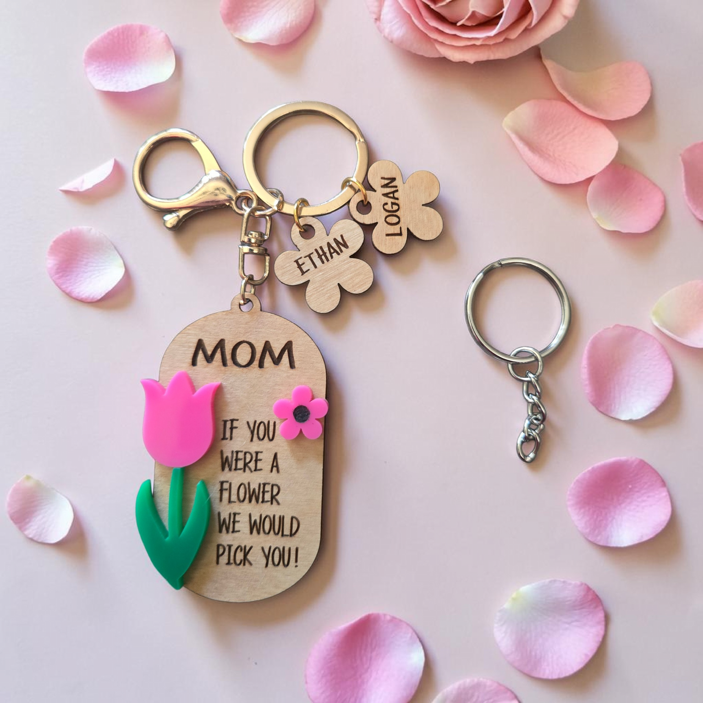 Wooden keychain Mom If you were a flower we would pick you personalized