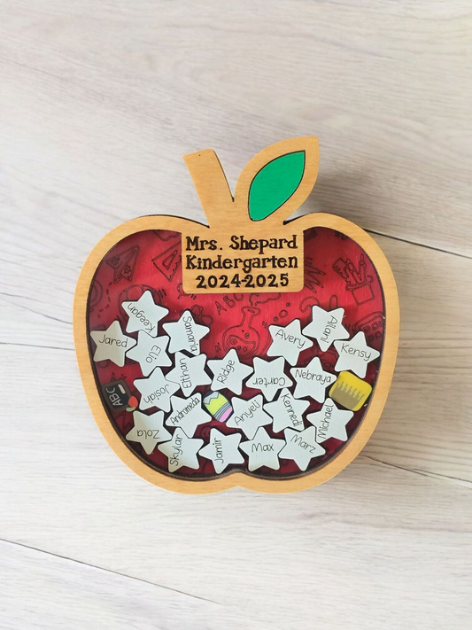 Teacher Apple Shaker with students names personalized magnet
