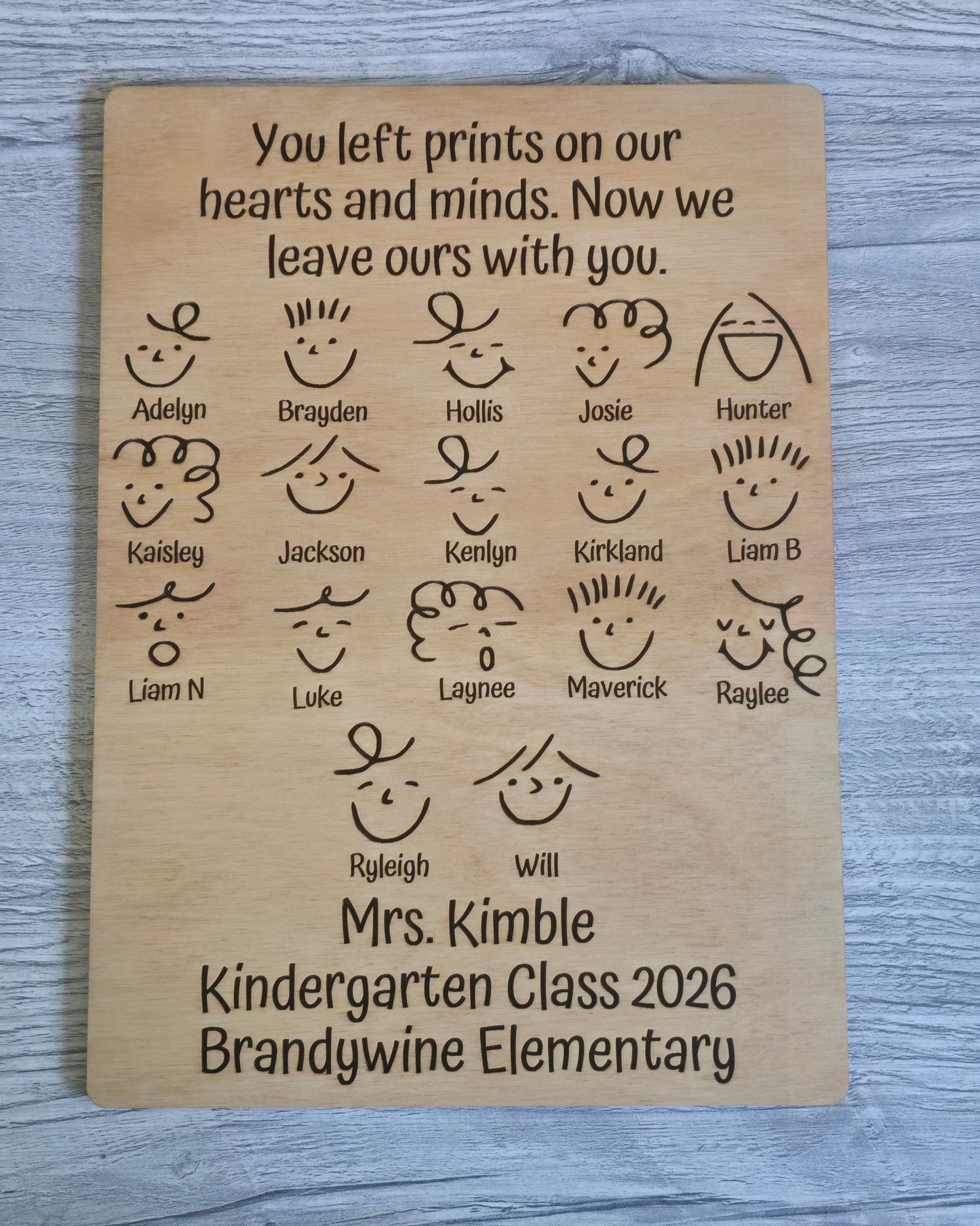 You left prints on our hearts and minds Teacher fingerprint sign Personalized