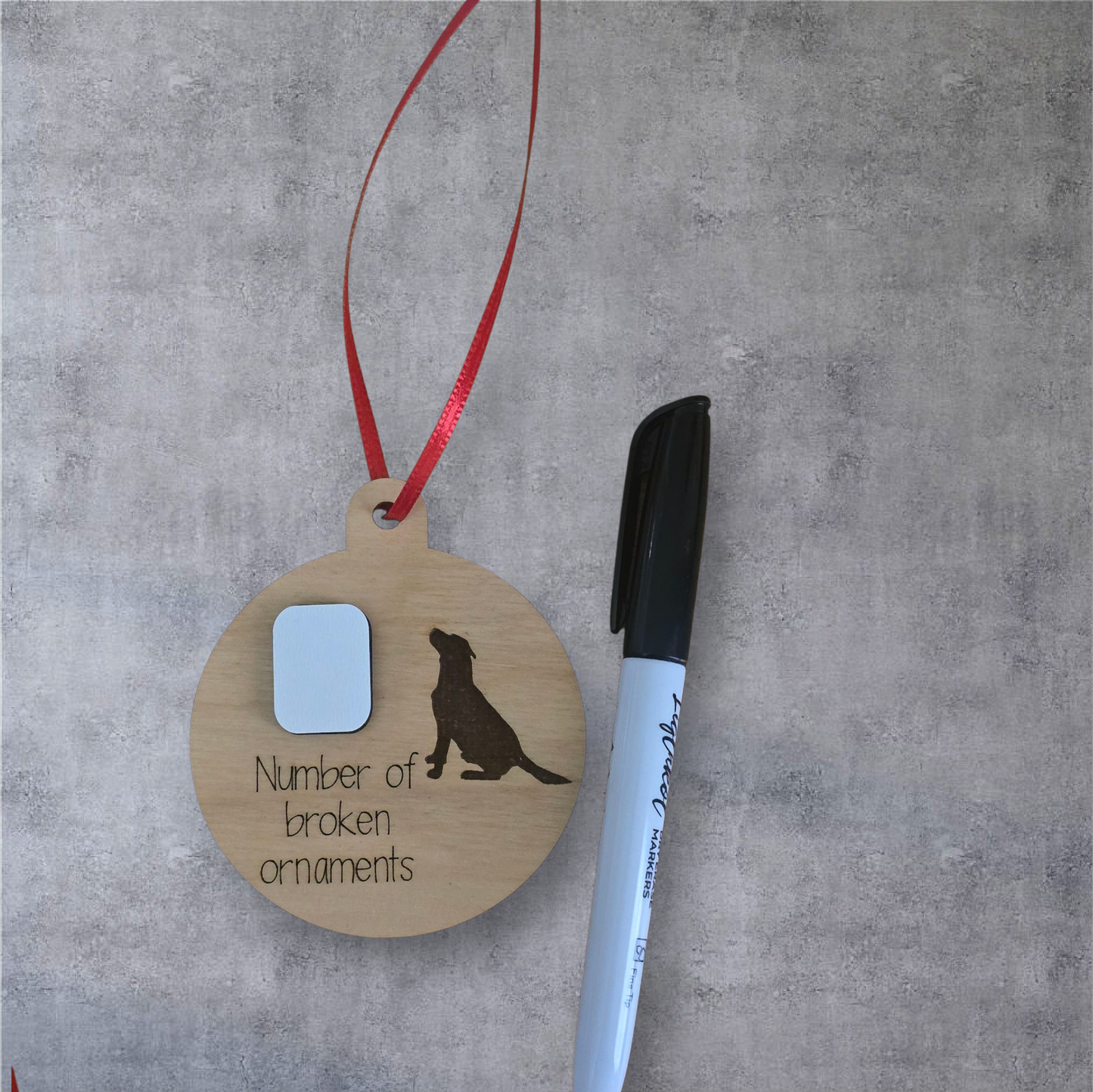 Dry erase Broken Ornaments Cat Dog Child Christmas Ornament