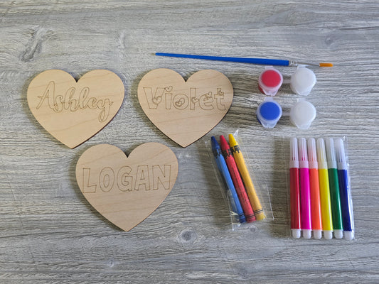 Valentine's Day DIY paint kit hearts personalized with name