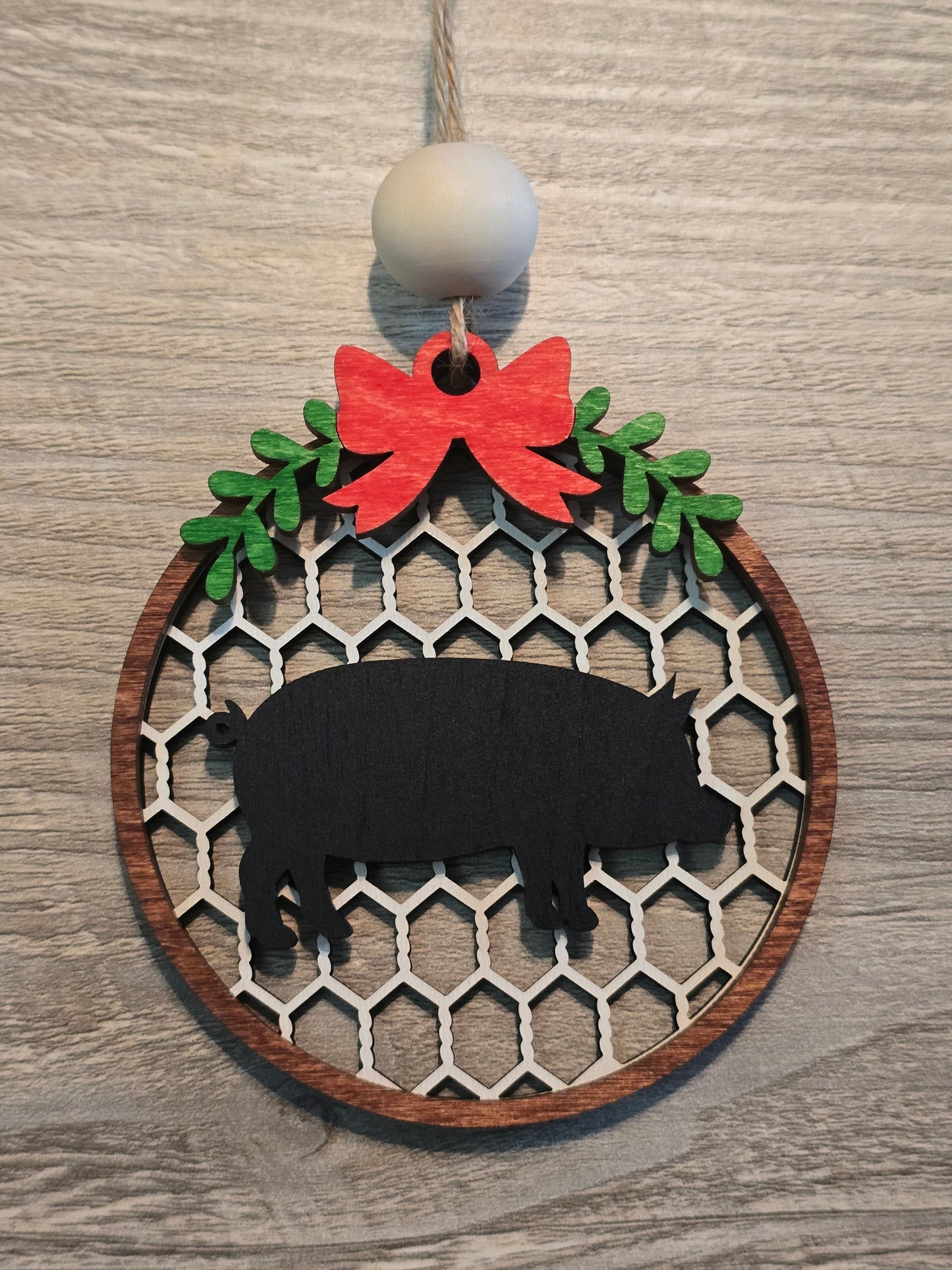 Chicken Wire Farm Animal Christmas Ornament
