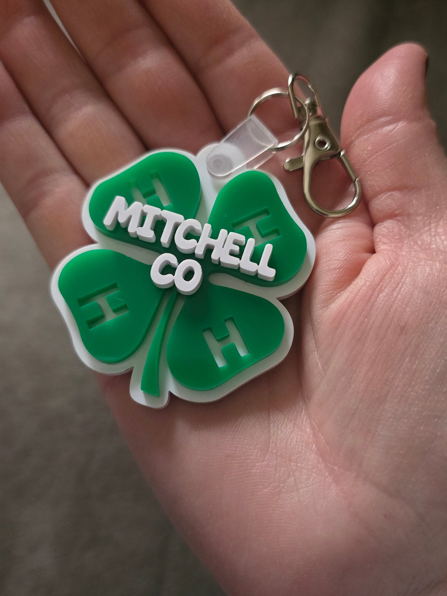 4H acrylic keychain personalized with county name